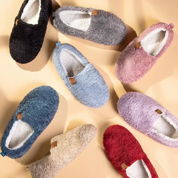 imageEverFoams Womens Soft Curly Full Slippers Memory Foam Lightweight House Shoes Cozy Loafer with Polar Fleece LiningGrey