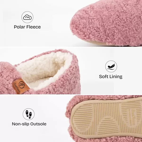 imageEverFoams Womens Soft Curly Full Slippers Memory Foam Lightweight House Shoes Cozy Loafer with Polar Fleece LiningPink