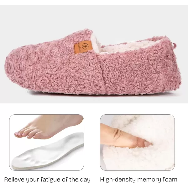 imageEverFoams Womens Soft Curly Full Slippers Memory Foam Lightweight House Shoes Cozy Loafer with Polar Fleece LiningPink