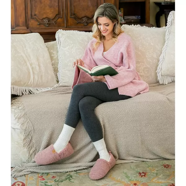 imageEverFoams Womens Soft Curly Full Slippers Memory Foam Lightweight House Shoes Cozy Loafer with Polar Fleece LiningPink