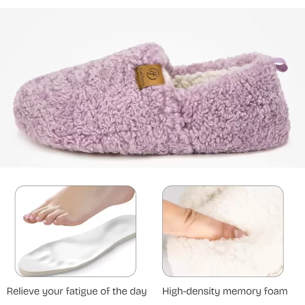 imageEverFoams Womens Soft Curly Full Slippers Memory Foam Lightweight House Shoes Cozy Loafer with Polar Fleece LiningPurple