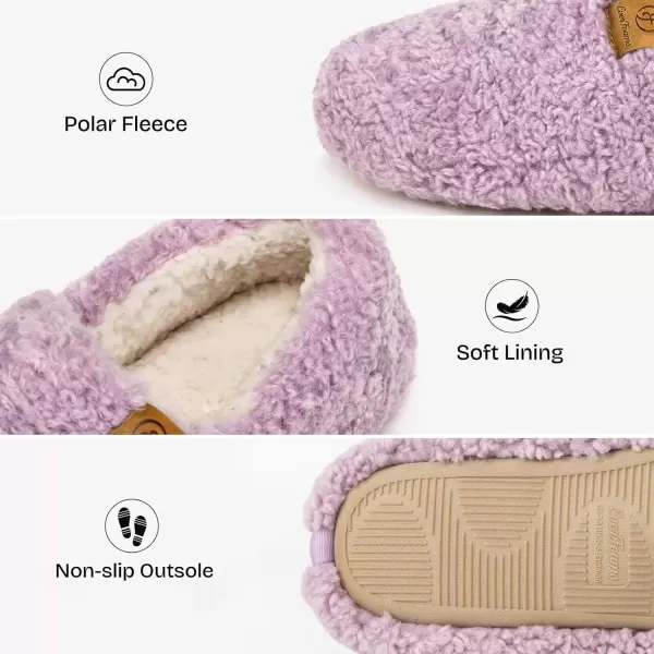imageEverFoams Womens Soft Curly Full Slippers Memory Foam Lightweight House Shoes Cozy Loafer with Polar Fleece LiningPurple