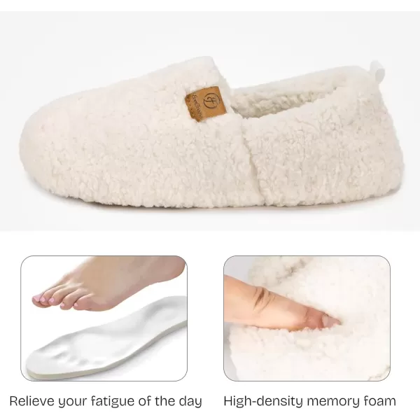 imageEverFoams Womens Soft Curly Full Slippers Memory Foam Lightweight House Shoes Cozy Loafer with Polar Fleece LiningWhite