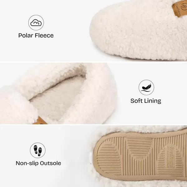 imageEverFoams Womens Soft Curly Full Slippers Memory Foam Lightweight House Shoes Cozy Loafer with Polar Fleece LiningWhite
