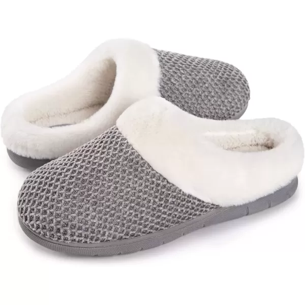 imageEverFoams Womens Cozy Chenille Memory Foam Bedroom House Slippers with Fuzzy Plush Fleece Lining