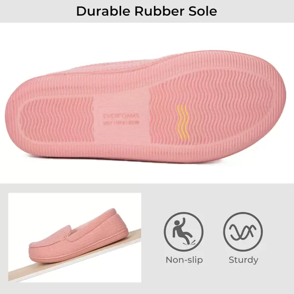 imageEverFoams Womens Lightweight Indoor Outdoor Memory Foam House Shoes Comfy Breathable Waffle Knitted Moccasins Loafer SlippersPink