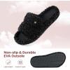 imageEverFoams Womens Fashionable Opentoe Slippers with Cozy Plush NonSlip SoleDark Black