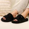 imageEverFoams Womens Fashionable Opentoe Slippers with Cozy Plush NonSlip SoleDark Black