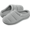 imageEverFoams Womens Cozy Waffle Slippers Soft Quilted Memory Foam Indoor House ShoesBright Gray