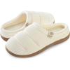 imageEverFoams Womens Cozy Waffle Slippers Soft Quilted Memory Foam Indoor House ShoesCream White