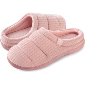 imageEverFoams Womens Cozy Waffle Slippers Soft Quilted Memory Foam Indoor House ShoesLight Pink