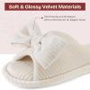 imageEverFoams Womens OpenToe Bow Slippers with Memory Foam Indoor NonSlip SoleCream White