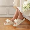 imageEverFoams Womens OpenToe Bow Slippers with Memory Foam Indoor NonSlip SoleCream White