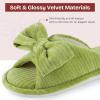 imageEverFoams Womens OpenToe Bow Slippers with Memory Foam Indoor NonSlip SoleOlive Green