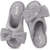 imageEverFoams Womens OpenToe Bow Slippers with Memory Foam Indoor NonSlip SoleBright Gray