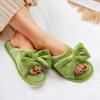 imageEverFoams Womens OpenToe Bow Slippers with Memory Foam Indoor House NonSlip SoleGreen Olive