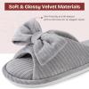 imageEverFoams Womens OpenToe Bow Slippers with Memory Foam Indoor House NonSlip SoleUltimate Gray