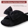 imageEverFoams Womens OpenToe Bow Slippers with Memory Foam Indoor House NonSlip SoleVelvet Black