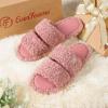 imageEverFoams Womens Fuzzy Open Toe Slippers Comfy Soft Memory Foam Indoor House ShoesDusty Pink