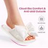imageEverFoams Womens Satin OpenToe Bow Slippers Memory Foam Indoor Bedroom House ShoesCrystal Pearl White
