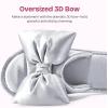 imageEverFoams Womens Satin OpenToe Bow Slippers Memory Foam Indoor Bedroom House ShoesGlossy Silver