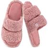 imageEverFoams Womens Fuzzy Open Toe Slippers Comfy Soft Memory Foam Indoor House ShoesDusty Pink
