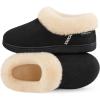 imageEverFoams Womens Bootie Slippers Faux Fur Ladies Bedroom House Shoes with Memory Foam and Indoor Outdoor Rubber SoleCharcoal Black