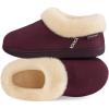 imageEverFoams Womens Bootie Slippers Faux Fur Ladies Bedroom House Shoes with Memory Foam and Indoor Outdoor Rubber SoleDark Aubergine