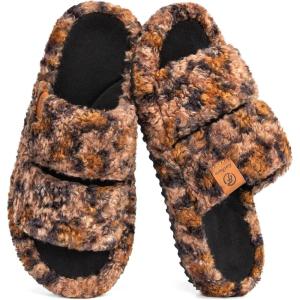 imageEverFoams Womens Fuzzy Opentoe Slippers Soft Comfy Memory Foam Indoor House ShoesDiva Spots