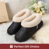 imageEverFoams Womens Microsuede Cozy Memory Foam Winter Slippers with Fuzzy Faux Fur Collar and Indoor Outdoor Rubber SoleBlack