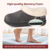 imageEverFoams Womens Microsuede Cozy Memory Foam Winter Slippers with Fuzzy Faux Fur Collar and Indoor Outdoor Rubber SoleDark Grey