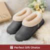 imageEverFoams Womens Microsuede Cozy Memory Foam Winter Slippers with Fuzzy Faux Fur Collar and Indoor Outdoor Rubber SoleDark Grey