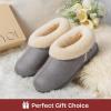 imageEverFoams Womens Microsuede Cozy Memory Foam Winter Slippers with Fuzzy Faux Fur Collar and Indoor Outdoor Rubber SoleGrey