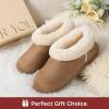 imageEverFoams Womens Microsuede Cozy Memory Foam Winter Slippers with Fuzzy Faux Fur Collar and Indoor Outdoor Rubber SoleTan