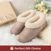 imageEverFoams Womens Microsuede Cozy Memory Foam Winter Slippers with Fuzzy Faux Fur Collar and Indoor Outdoor Rubber SoleTaupe