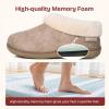 imageEverFoams Womens Microsuede Cozy Memory Foam Winter Slippers with Fuzzy Faux Fur Collar and Indoor Outdoor Rubber SoleTaupe