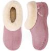 imageEverFoams Womens Microsuede Cozy Memory Foam Winter Slippers with Fuzzy Faux Fur Collar and Indoor Outdoor Rubber SoleBaby Pink