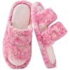 image:imageEverFoams Womens Fuzzy Open Toe Slippers Comfy Soft Memory Foam Indoor House ShoesWhisper Pink Tiedye