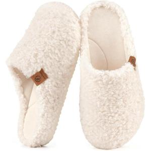 image:imageEverFoams Womens Fuzzy Clog Slippers with Slip on Footbed for Indoor OutdoorAlmond Ivory