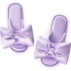 image:imageEverFoams Womens Satin OpenToe Bow Slippers Memory Foam Indoor Bedroom House ShoesMist Lavender
