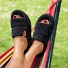 image:imageEverFoams Womens Fuzzy Opentoe Slippers Memory Foam Indoor House Shoes  machinewashablegiftsmemory foamantislip solelightweightindoor and outdoorcozyMatt Black