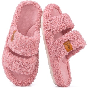 image:imageEverFoams Womens Fuzzy Opentoe Slippers Memory Foam Indoor House Shoes  machinewashablegiftsmemory foamantislip solelightweightindoor and outdoorcozyDusty Rose