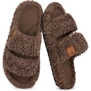 image:imageEverFoams Womens Fuzzy Opentoe Slippers Memory Foam Indoor House Shoes  machinewashablegiftsmemory foamantislip solelightweightindoor and outdoorcozyElegant Mocha