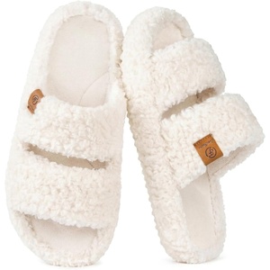image:imageEverFoams Womens Fuzzy Opentoe Slippers Memory Foam Indoor House Shoes  machinewashablegiftsmemory foamantislip solelightweightindoor and outdoorcozyVanilla Ice