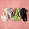 image:imageEverFoams Womens OpenToe Bow Slippers Memory Foam NonSlip Indoor  Machine WashableBow DecorationSlip ResistantQuiet WalkingFloor FriendlyMemory Foam InsoleVelvet Black