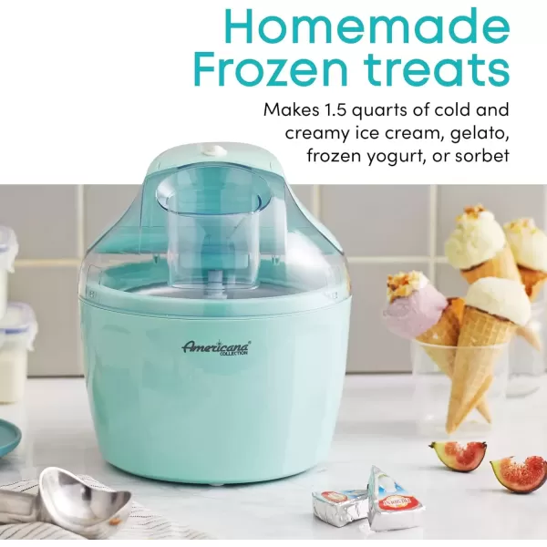 imageAmericana EIM1400M 15 Qt Freezer Bowl Automatic Easy Homemade Electric Ice Cream Maker Ingredient Chute OnOff Switch No Salt Needed Creamy Ice Cream Gelato Frozen Yogurt Sorbet Recipe BookMint