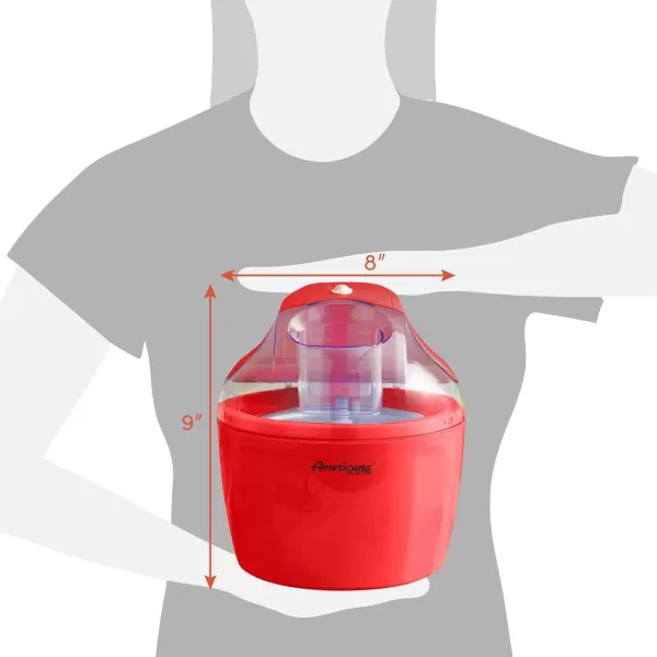 imageAmericana EIM1400R 15 Qt Freezer Bowl Automatic Easy Homemade Electric Ice Cream Maker Ingredient Chute OnOff Switch No Salt Needed Creamy Ice Cream Gelato Frozen Yogurt Sorbet Recipe BookRed