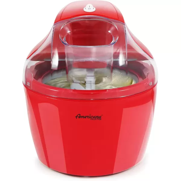 imageAmericana EIM1400R 15 Qt Freezer Bowl Automatic Easy Homemade Electric Ice Cream Maker Ingredient Chute OnOff Switch No Salt Needed Creamy Ice Cream Gelato Frozen Yogurt Sorbet Recipe BookRed