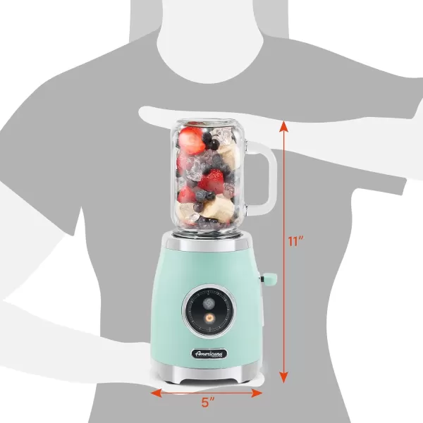 imageAmericana EPB399C BPA Free Glass Blending Jar and Tritan Sports Bottle Blend Personal Smoothie Crush Ice Shakes Keto Protein Blender 2 Cups 300 Watts CoralMint
