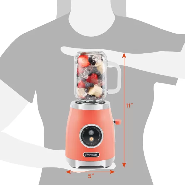 imageAmericana EPB399C BPA Free Glass Blending Jar and Tritan Sports Bottle Blend Personal Smoothie Crush Ice Shakes Keto Protein Blender 2 Cups 300 Watts CoralCoral